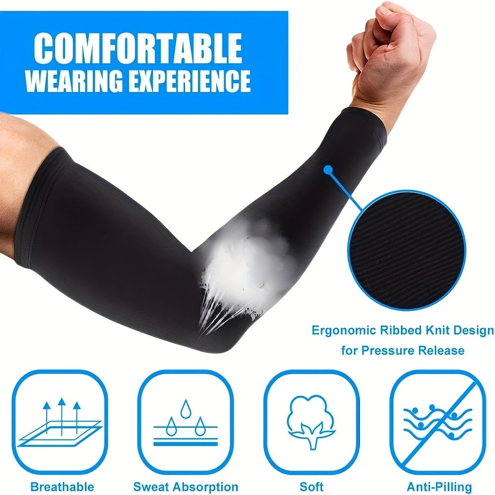 2 Pairs Cooling Arm Sleeves UV Sun Protection Golf Cycling Running Unisex