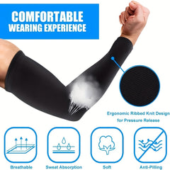 2 Pairs Cooling Arm Sleeves UV Sun Protection Golf Cycling Running Unisex