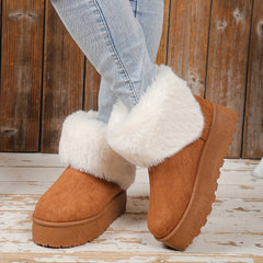 Women's Plush Lined Thermal Snow Boots Chunky Winter Warm Shoes