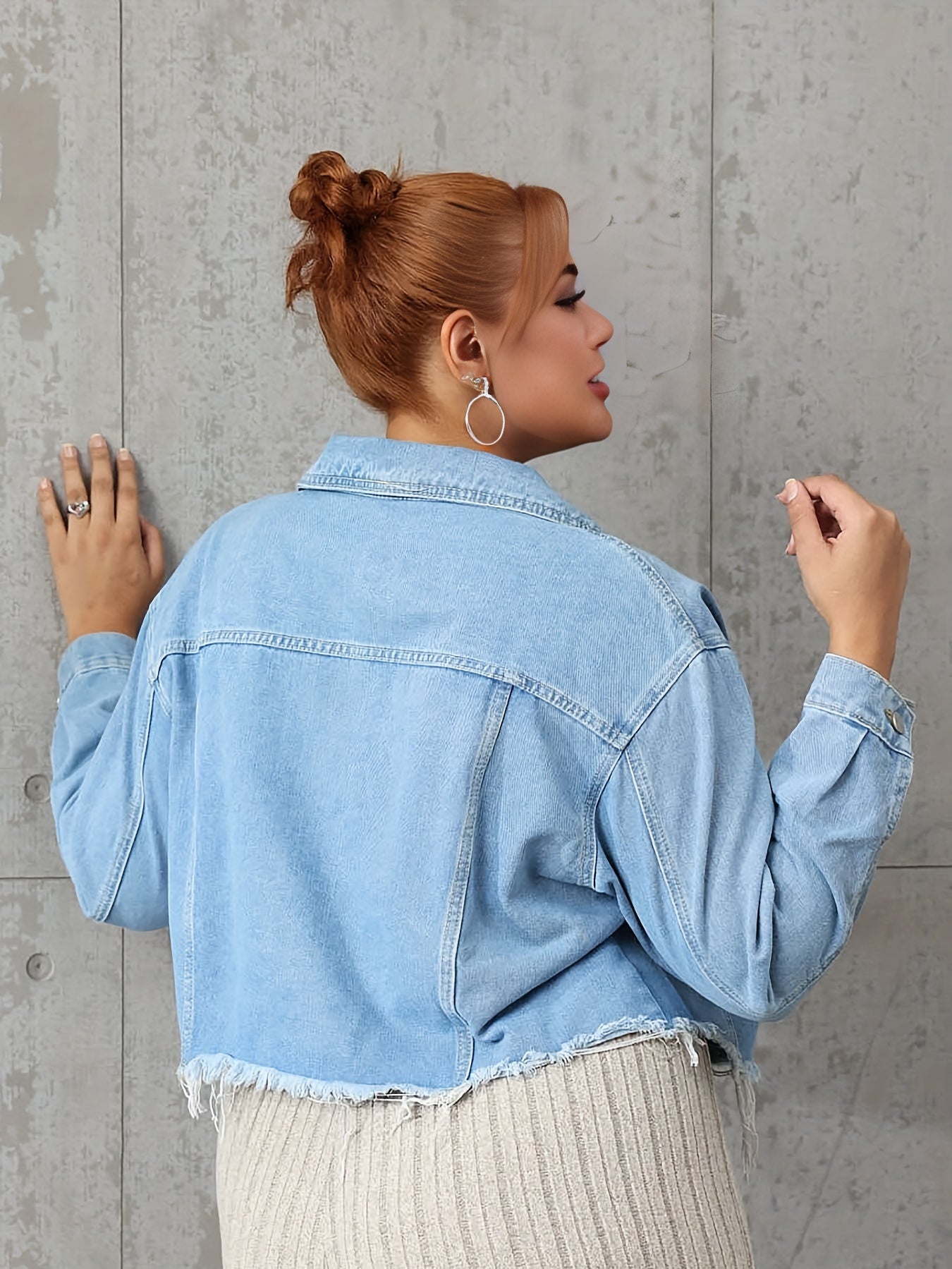 Fringe Trim Crop Denim Jacket