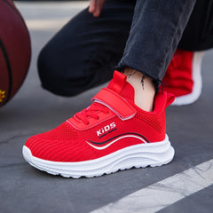 Girl's Hook And Loop Fastener Running Shoes Anti skid Sneakers