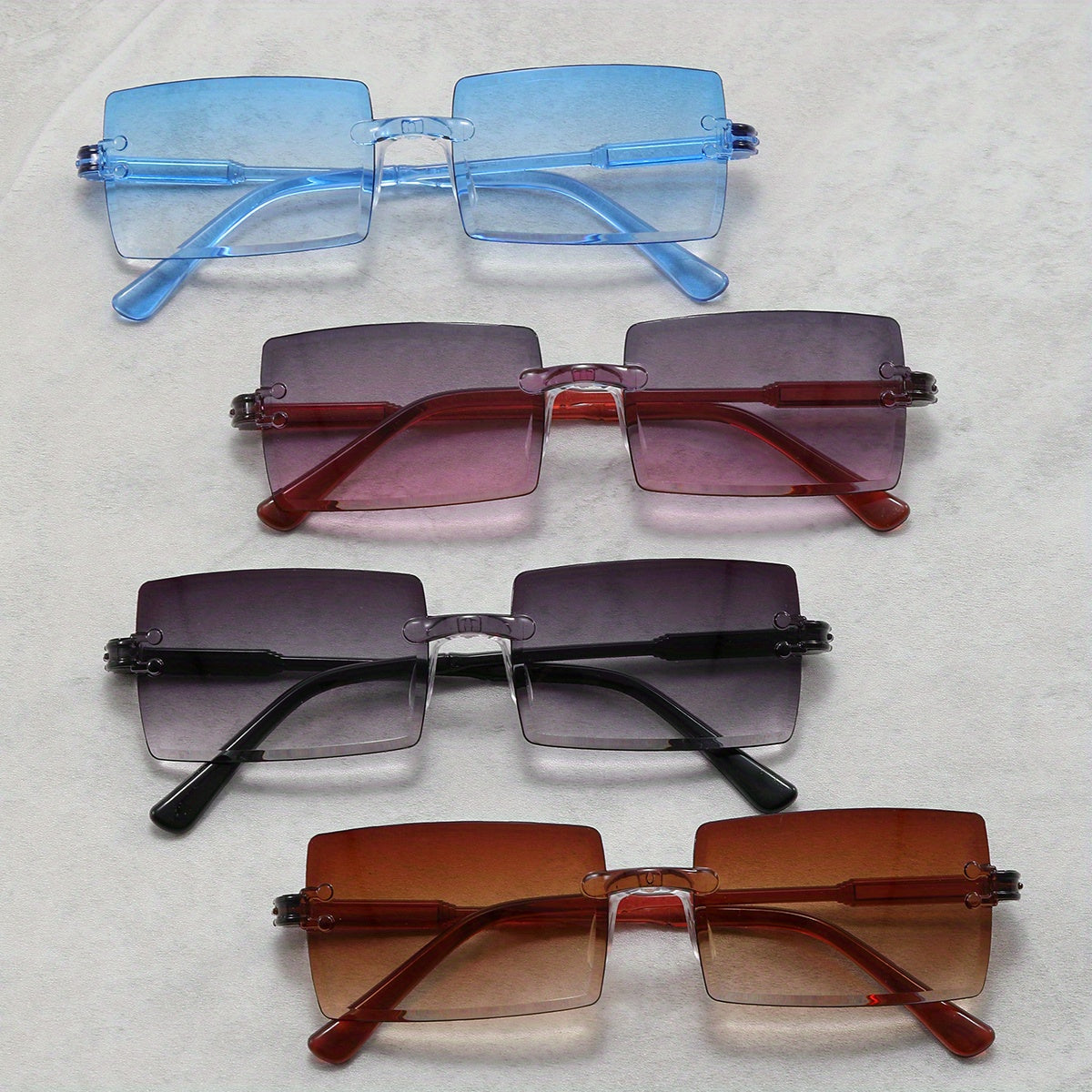 4 Pairs Square Frame Conjoined Sunglasses For Men And Women