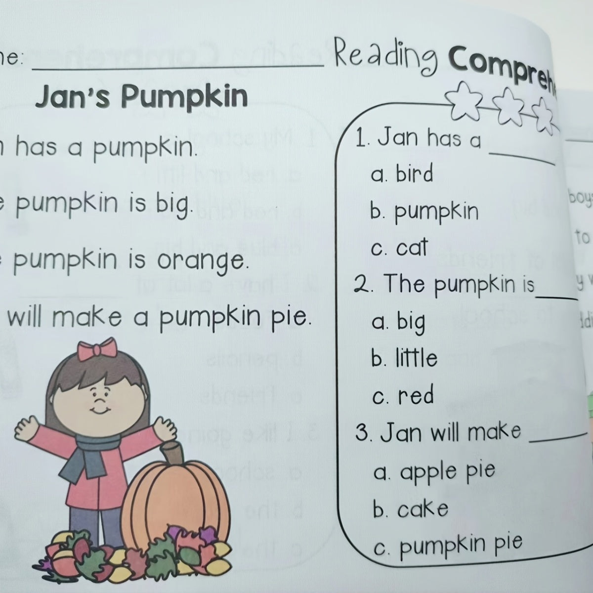 Kindergarten English Reading Comprehension Exercise Book with Pictures