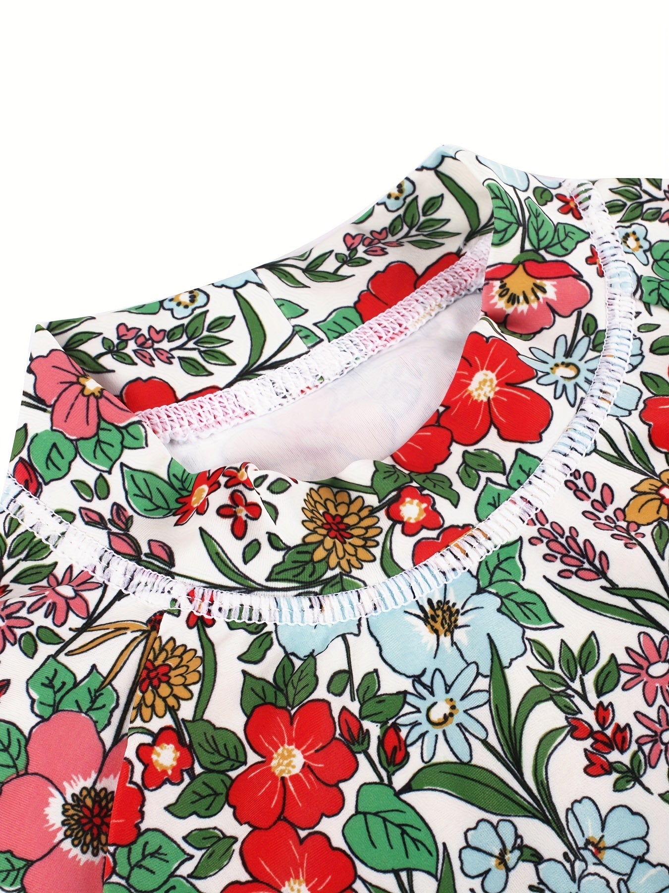 Girls' Floral Swimsuit for Summer Fun - Two Piece, Comfortable
