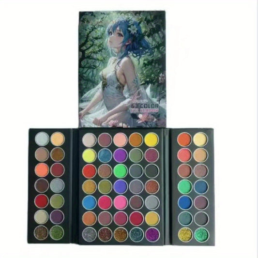 63 Colors Eyeshadow Palette Nude Coral Pink Multicolor Tone Cartoon Fairy