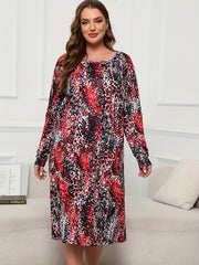 Leopard Print Long Sleeve Lounge Dress