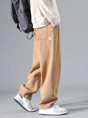 Men's Solid Joggers Pockets Active Drawstring Trousers