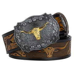 Alloy Western Cowboy Animal Ox Head Belt Buckle for Men