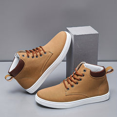Men's High Top Canvas Skate Shoes with Traction Lace-Up Sneakers
