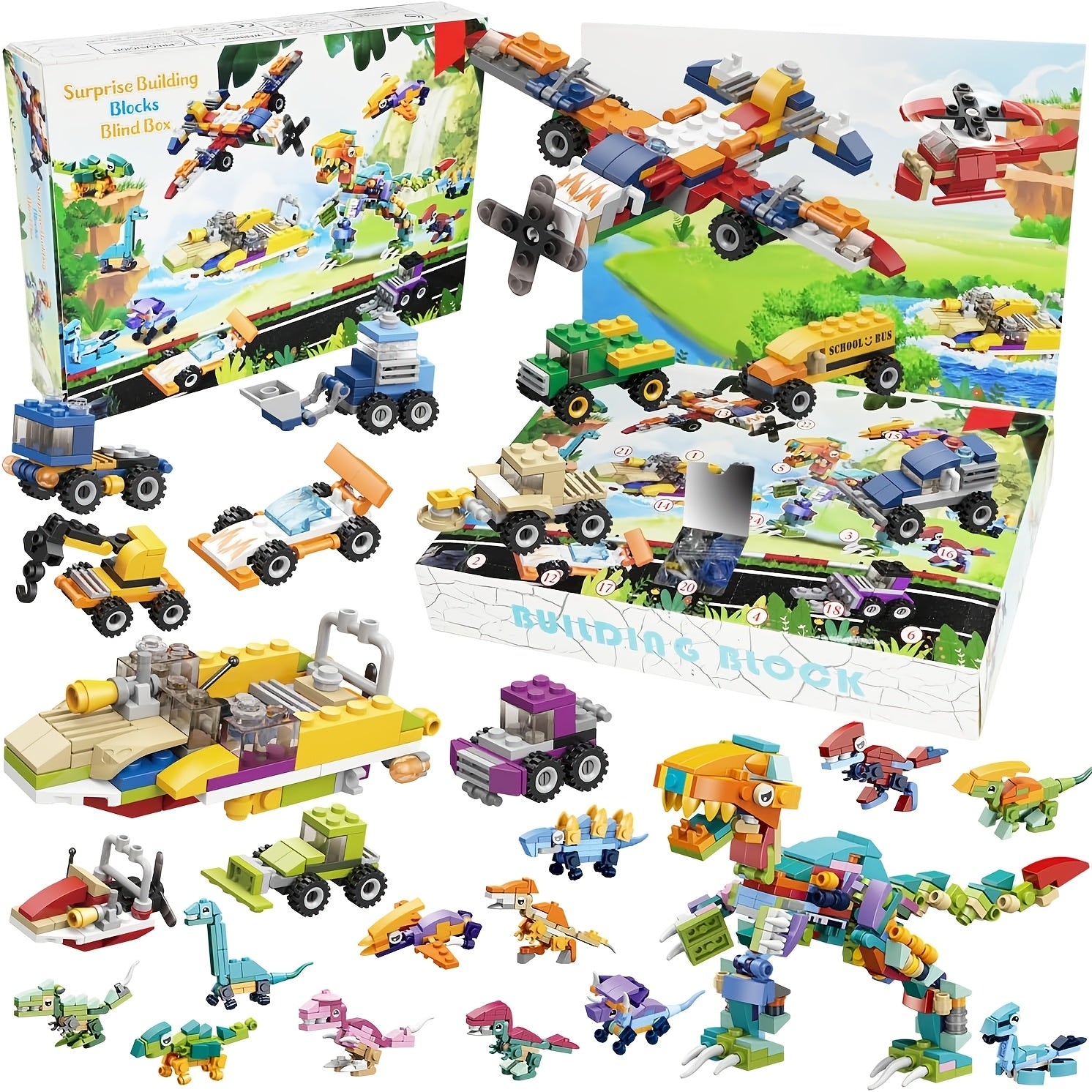 Dino Building Blocks 24 Grids Set Dinosaur Toy 24 Days Countdown