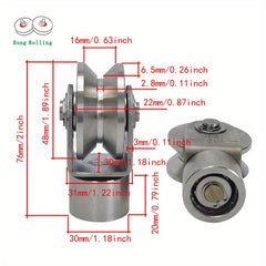 2pcs 5.08cm Stainless Steel V Groove Gate Rollers