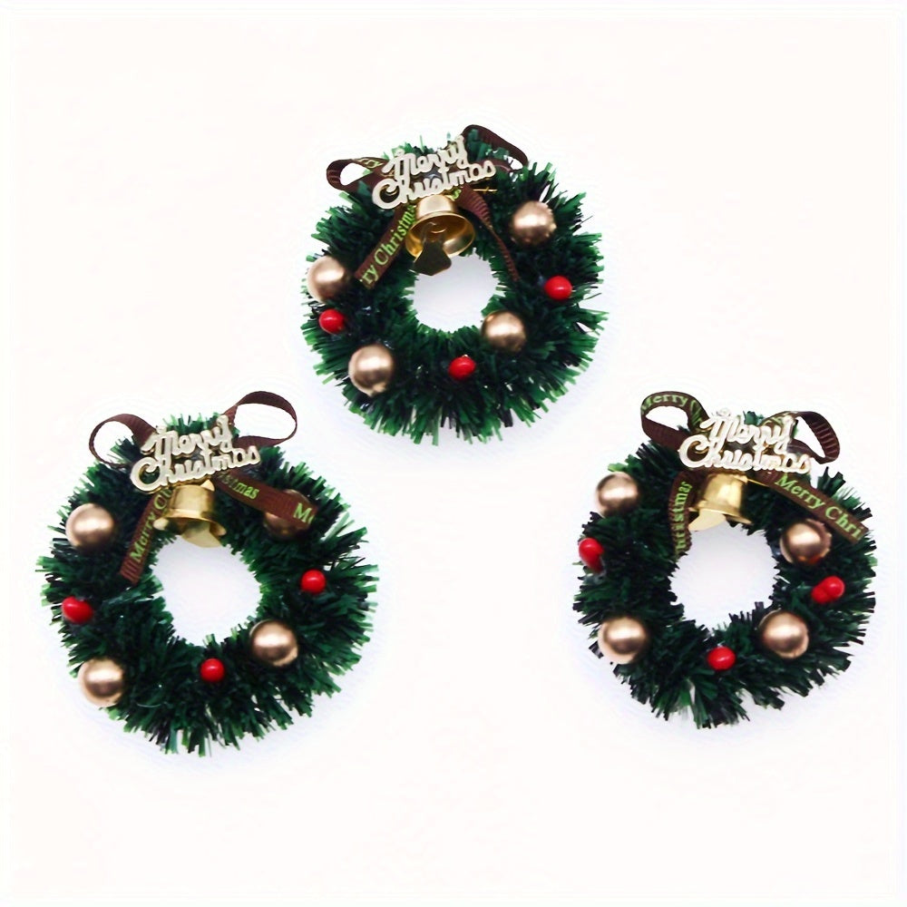 Christmas Wreath Green Garland w/ Golden Balls Red Berries Merry Christmas Bow