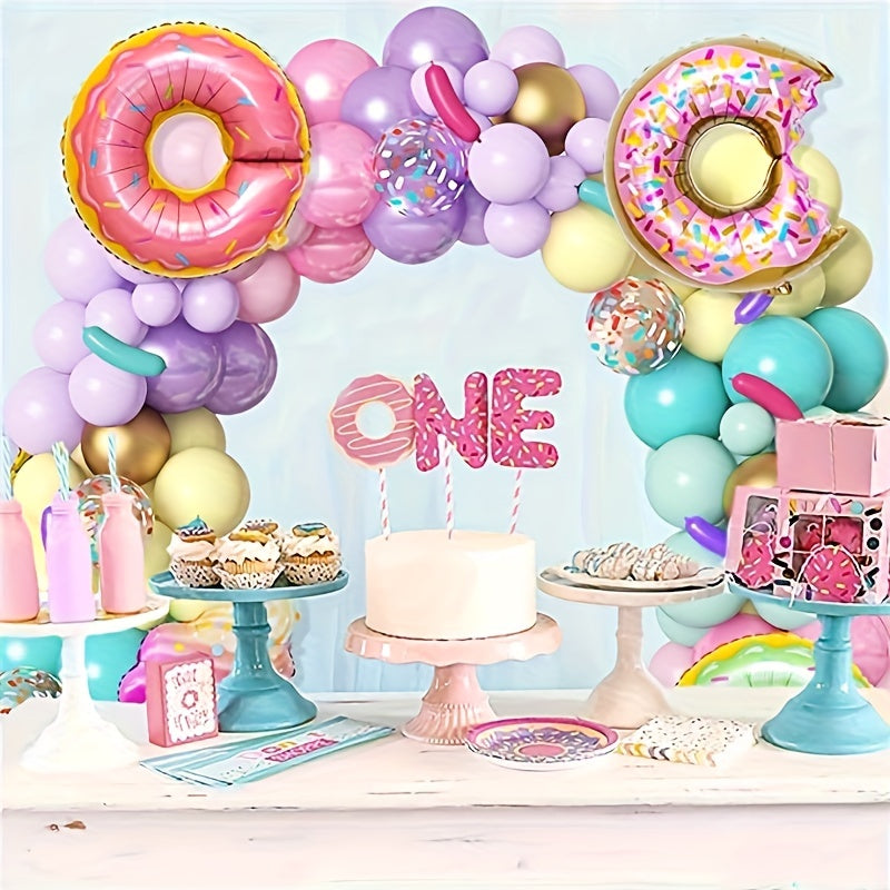 139pcs Pastel Donut Balloon Garland Arch Set Pink for Sweet Birthday Wedding