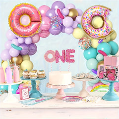 139pcs Pastel Donut Balloon Garland Arch Set Pink for Sweet Birthday Wedding