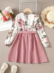 Boho Floral Ruffle Collar Long Sleeve Dress For Party Going Out