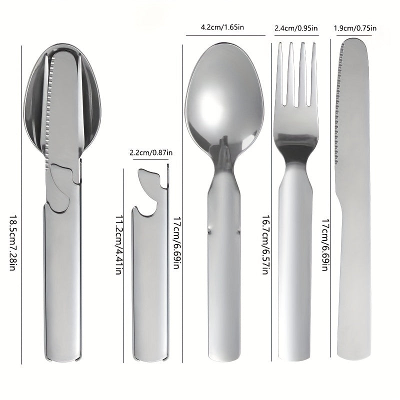 Stainless Steel Portable Cutlery Set Spoon Fork Opener Combo 16cm