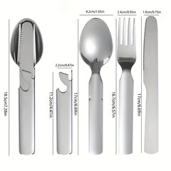 Stainless Steel Portable Cutlery Set Spoon Fork Opener Combo 16cm
