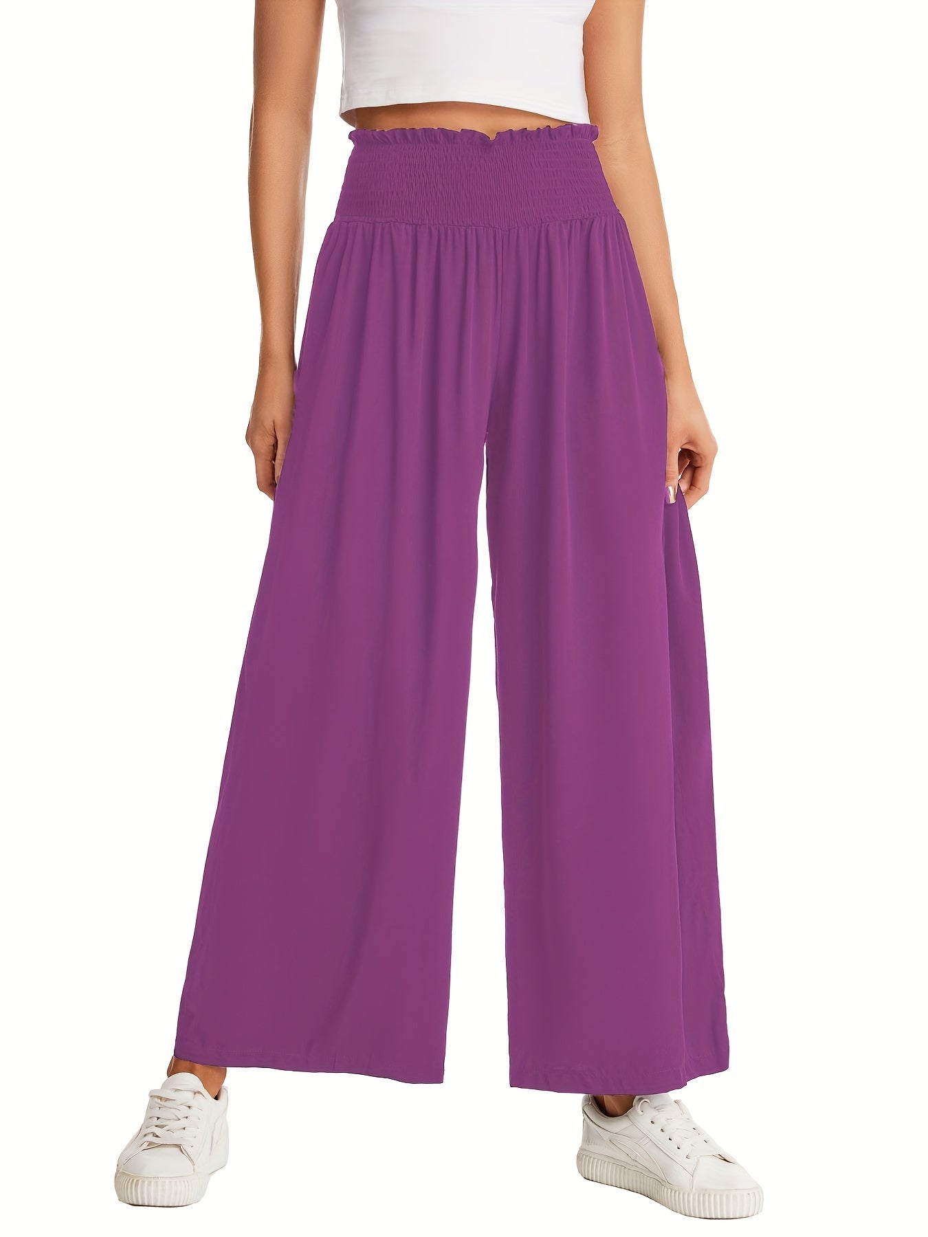 Women's Wide Leg High Waist Casual Trousers