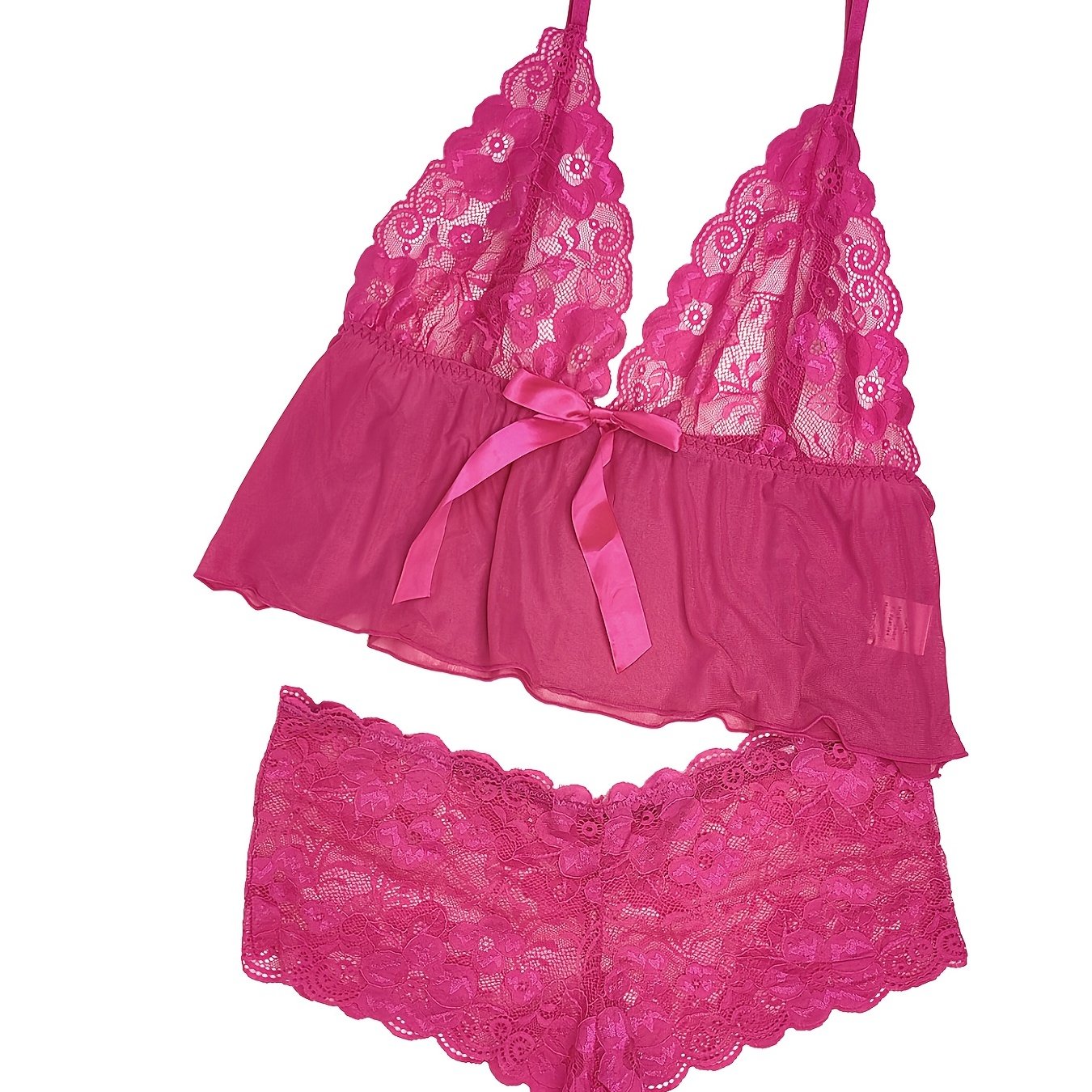 Floral Jacquard Lace Top & Panties Lingerie Set