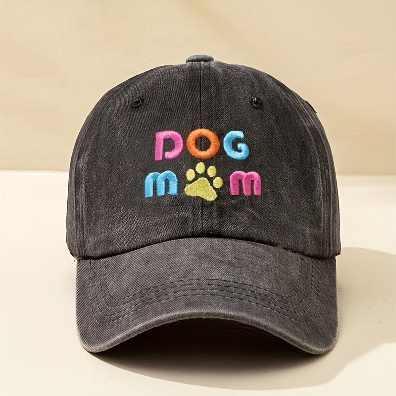 Unisex Sunshade Bucket Hat w/ DOG MOM Embroidery, Double Sided Sun Hat
