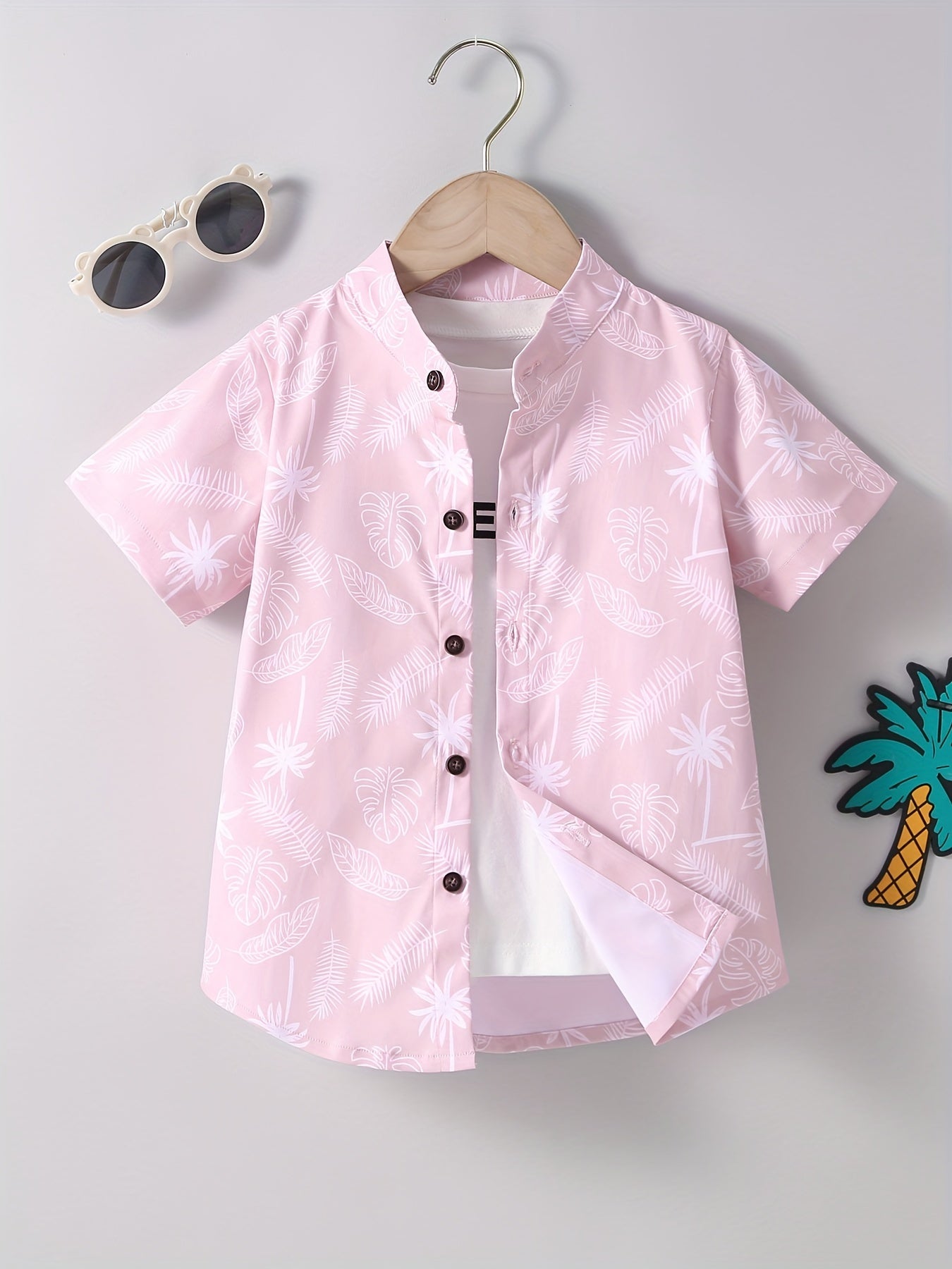Coconut Tree Tropical Leaf Print Boys Shirt