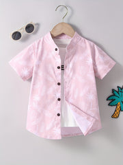 Coconut Tree Tropical Leaf Print Boys Shirt