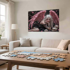 1000pc Pink Winged Angel Skull Adult Educational Puzzle