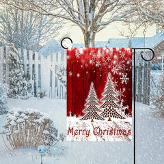 1pc Merry Christmas Garden Flag Red Christmas Tree Pattern 12in 18in