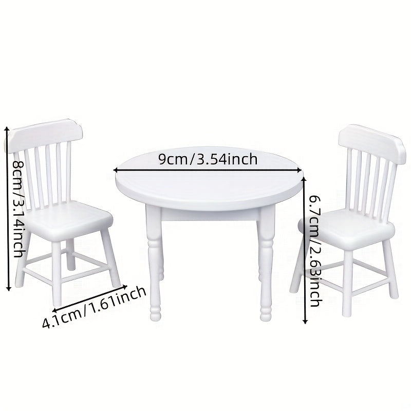 Miniature Dollhouse Wooden Round Table Set