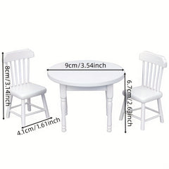 Miniature Dollhouse Wooden Round Table Set