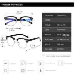 Light Blocking Glasses Semi Rimless Eyewear for Women Unisex
