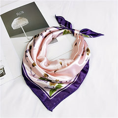 Classic Striped Square Scarf Neckerchief Silk Bandana Head Wrap