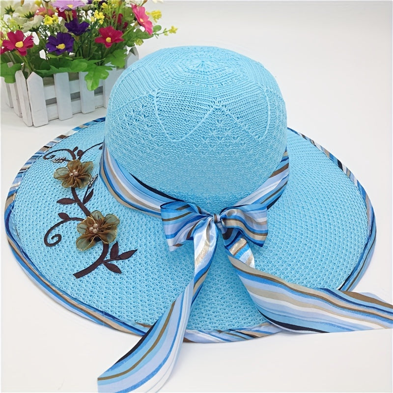 Breathable Sun Hat Ribbon Bowknot Decor Bucket Hat Women