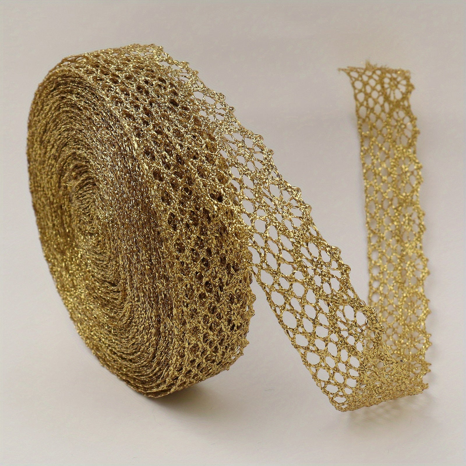 2 Yards Golden Lace Trim Crochet Lace Ribbon for Bridal Wedding D