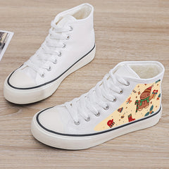 Gingerbread Print Plush Lined Thermal Canvas Sneakers