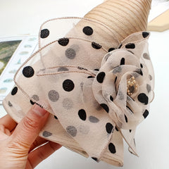 Polka Dot Organza Bucket Hat Flower Decor Sun Hats