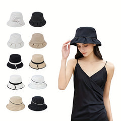 Ruffles Solid Bucket Hat French Style Sunscreen Beach Hats