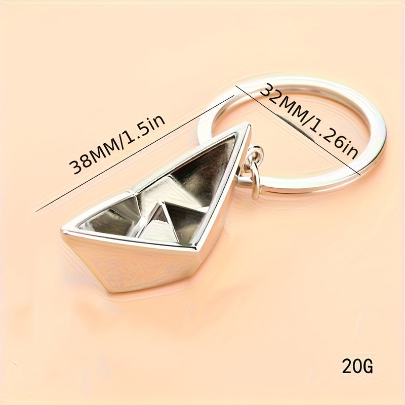 Sailing Paper Boat Keychain Key Rings Backpack Decor