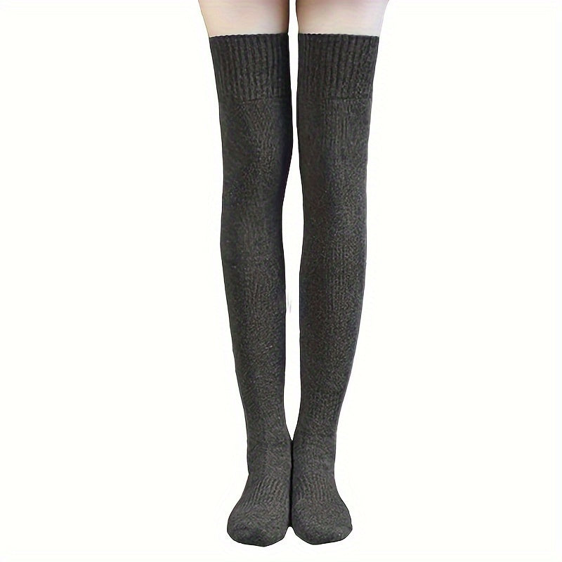 Women's Solid Thigh High Socks Over The Knee Stockings