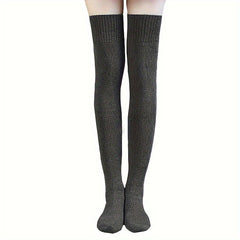 Women's Solid Thigh High Socks Over The Knee Stockings