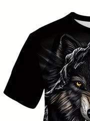 Men's 3D Wolf Print T shirt Crew Neck Tee For Summer