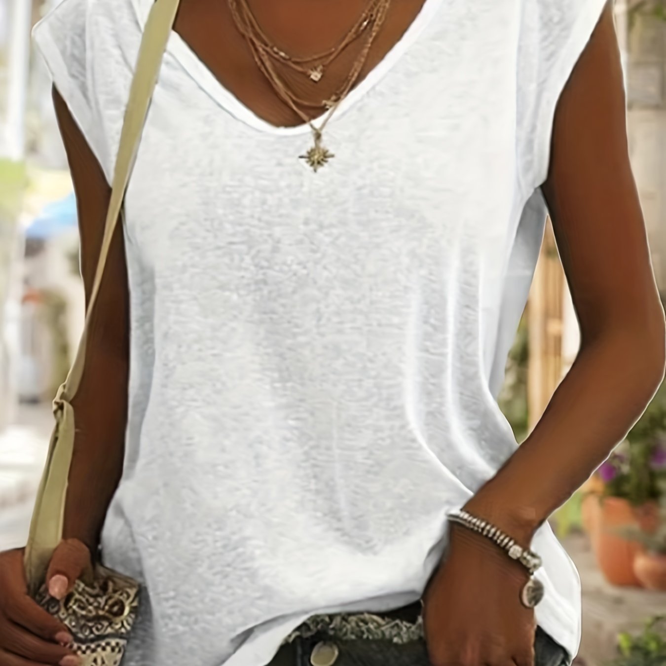 Summer Women's Solid V Neck Tank Top