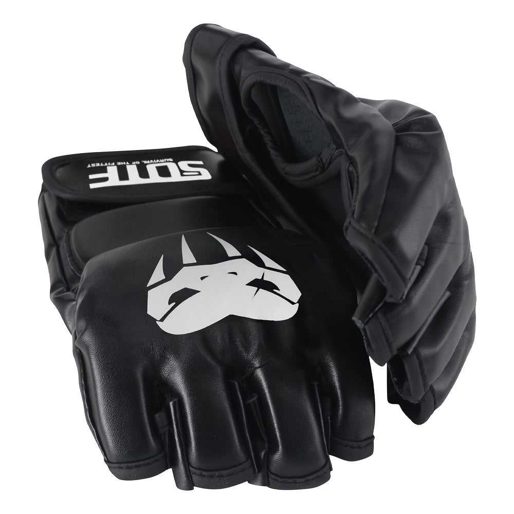 Adult Half Finger Boxing Gloves for Sanda and Pu - Protective Training Gear