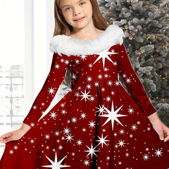 Sweet Snowflake Long Sleeve Dress for Girls