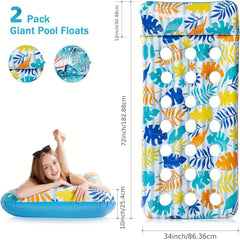 Adult Inflatable Pool Float Mat with Headrest