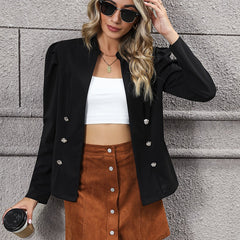 Ruched Solid Blazer Casual Open Front Long Sleeve Outerwear