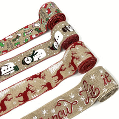 Christmas Wired Burlap Ribbon - Red Ribbon for Christma