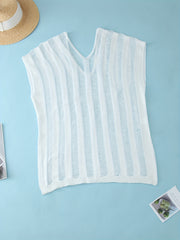 V Neck Cover Up Dress Short Sleeves Split Stretchy Knit Shirt