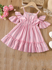 Off Shoulder Striped Princess Dress for Toddlers