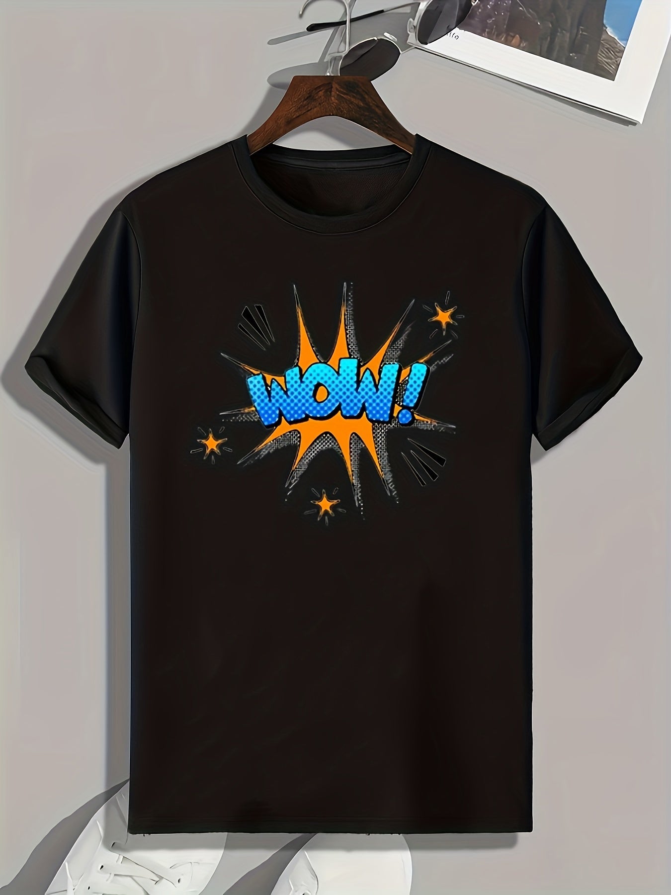 WOW Pattern Print Men's Sports T-shirt Graphic Tee
